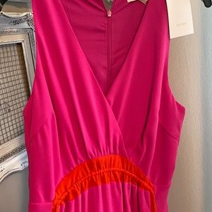 Harlyn Hot pink high low color block dress with waste detail size small